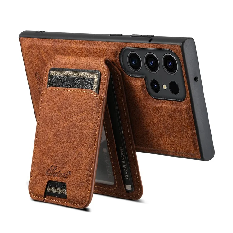 SUTENI H16 For Samsung Galaxy S22 Ultra 5G Cell Phone Case Magnetic Detachable Back Cover - Khaki