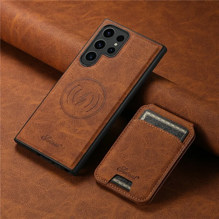 SUTENI H16 For Samsung Galaxy S22 Ultra 5G Cell Phone Case Magnetic Detachable Back Cover - Khaki