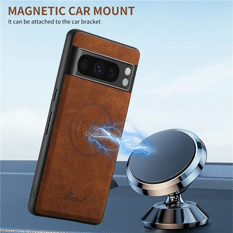 SUTENI H16 For Google Pixel 8 Pro Cell Phone Case Magnetic Detachable PU+TPU Cover - Khaki