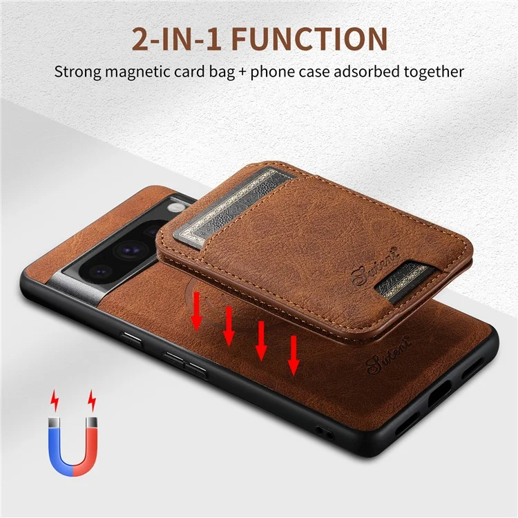 SUTENI H16 For Google Pixel 8 Pro Cell Phone Case Magnetic Detachable PU+TPU Cover - Khaki