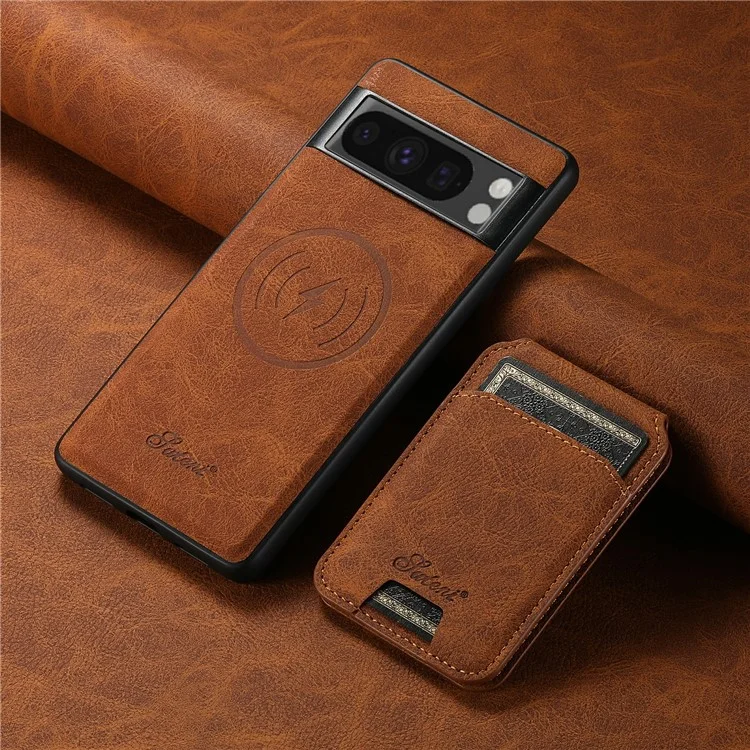 SUTENI H16 For Google Pixel 8 Pro Cell Phone Case Magnetic Detachable PU+TPU Cover - Khaki