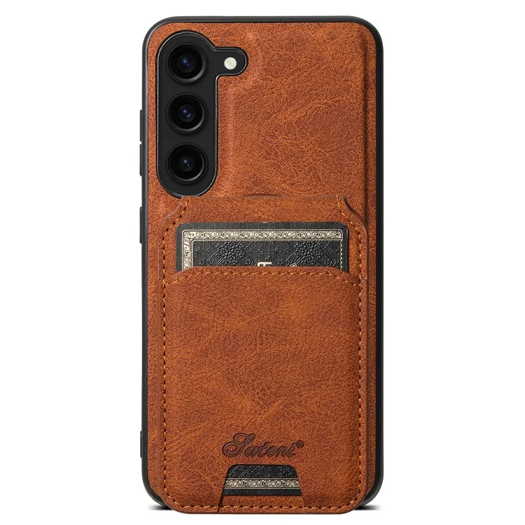 SUTENI H16 Pour Samsung Galaxy S23 Étui de téléphone cellulaire magnétique amovible en PU+TPU anti-chute - Kaki