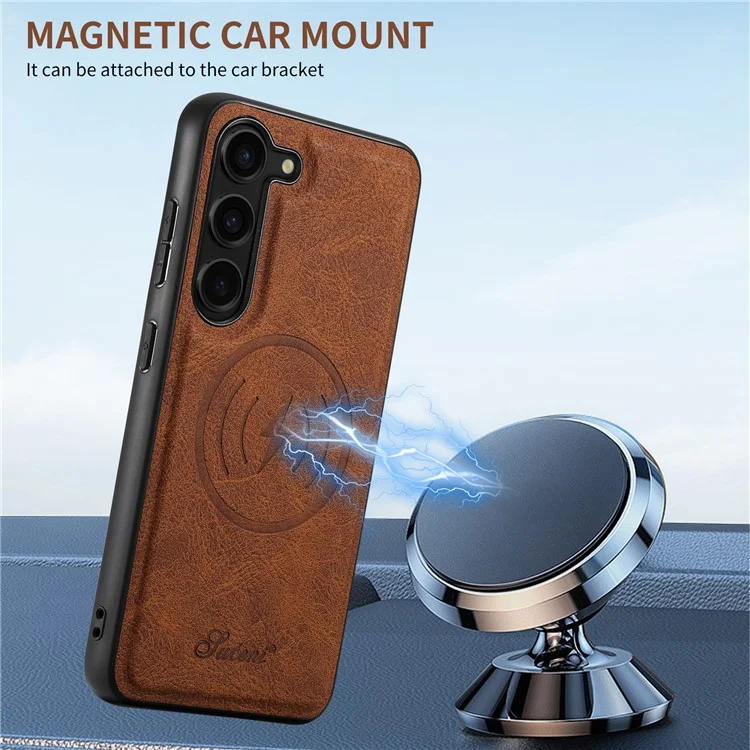 SUTENI H16 Pour Samsung Galaxy S23 Étui de téléphone cellulaire magnétique amovible en PU+TPU anti-chute - Kaki