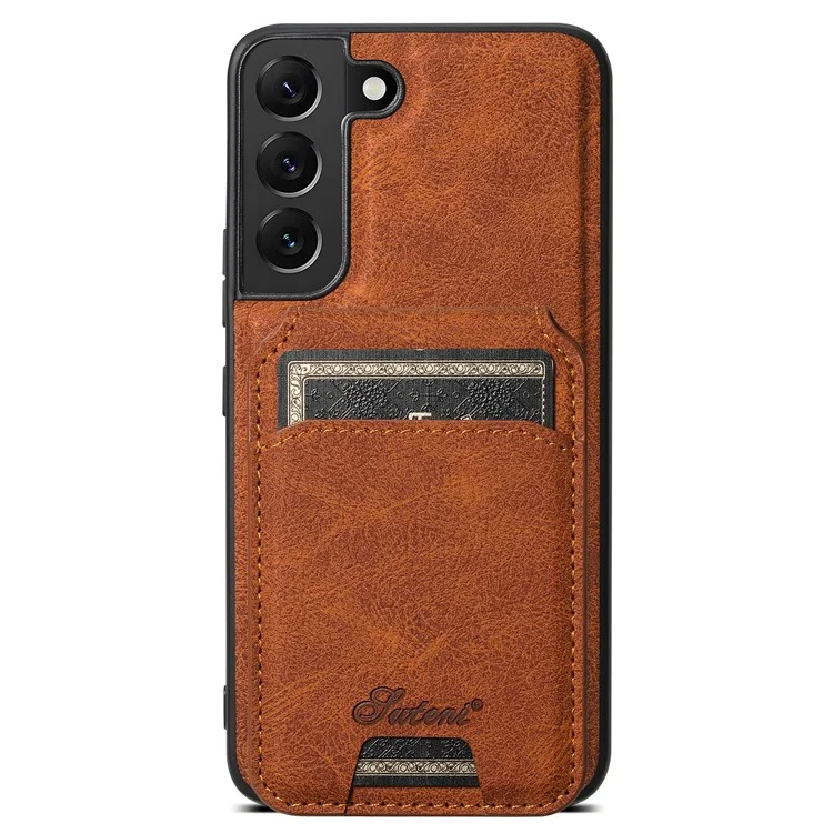 SUTENI H16 Anti-drop Cover for Samsung Galaxy S22+ 5G Magnetic Detachable PU+TPU Cell Phone Case - Khaki
