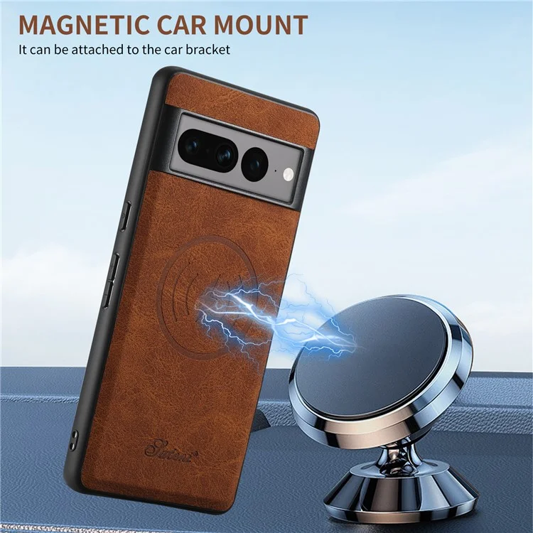 SUTENI H16 para Google Pixel 7 Pro 5G Capa Magnética Destacável Anti-queda Revestida de PU+TPU - Cáqui