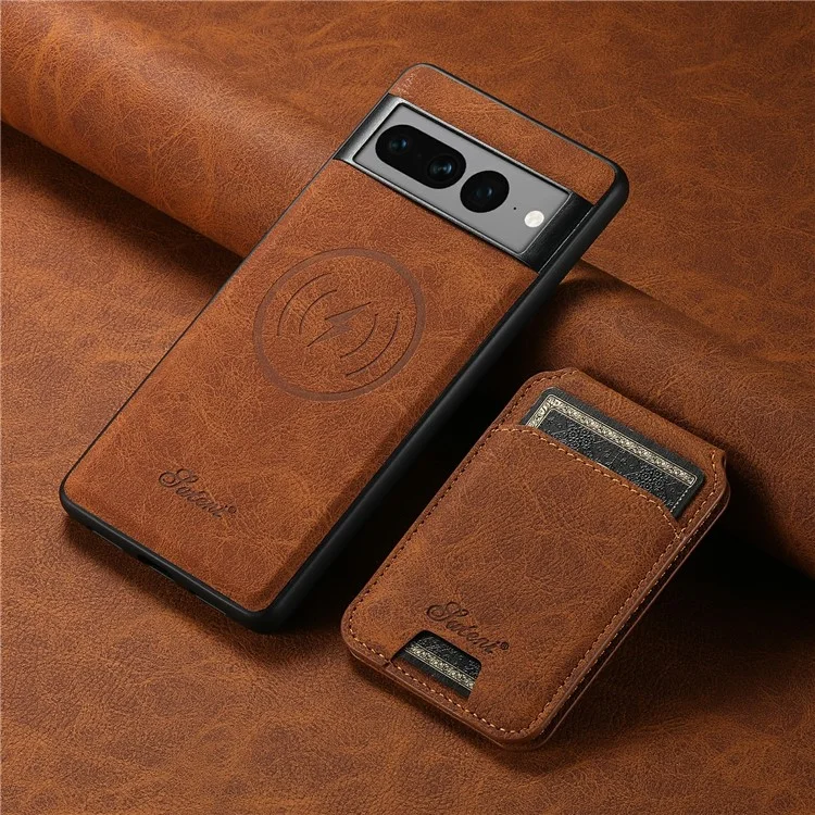 SUTENI H16 para Google Pixel 7 Pro 5G Capa Magnética Destacável Anti-queda Revestida de PU+TPU - Cáqui