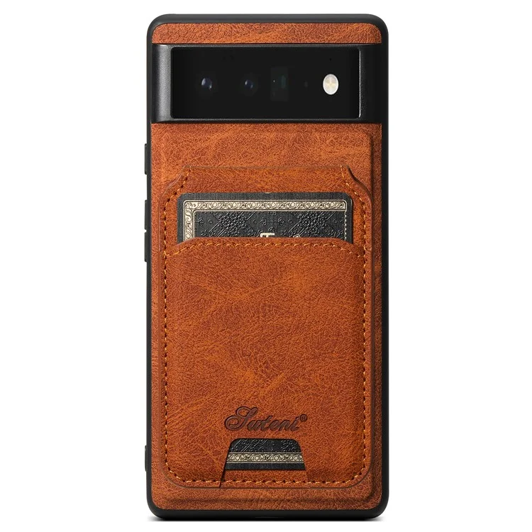 SUTENI H16 Pour Google Pixel 6 Pro 5G Étuis de téléphone portable PU+TPU Anti-chute Housse magnétique amovible - Kaki