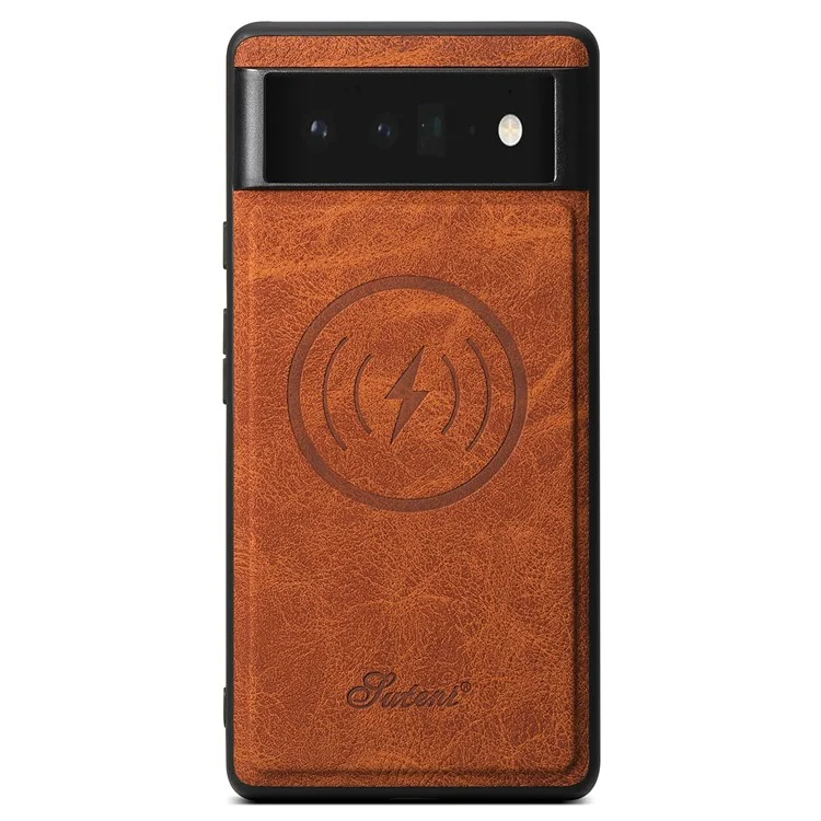 SUTENI H16 Pour Google Pixel 6 Pro 5G Étuis de téléphone portable PU+TPU Anti-chute Housse magnétique amovible - Kaki