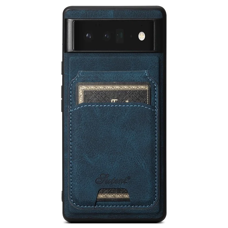 SUTENI H16 For Google Pixel 6 Pro 5G Cell Phone Cases PU+TPU Anti-fall Magnetic Detachable Cover - Blue
