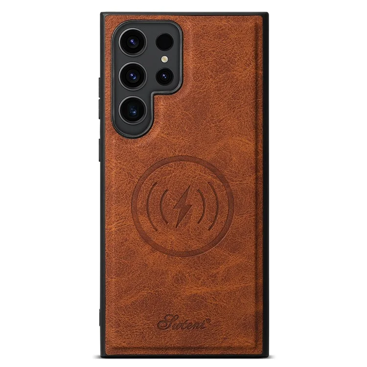 SUTENI H16 Pour Samsung Galaxy S23 Ultra Étuis de téléphone portable PU+TPU Anti-rayures Couvercle magnétique amovible - Kaki
