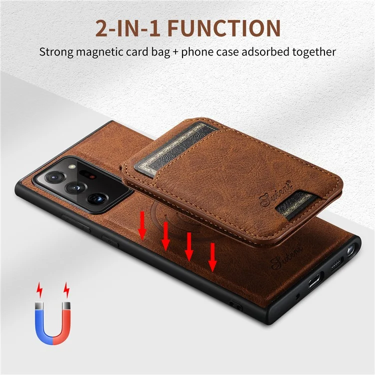 SUTENI H16 For Samsung Galaxy Note20 Ultra / Note20 Ultra 5G Magnetic Detachable 2-in-1 PU+TPU Cell Phone Case - Khaki