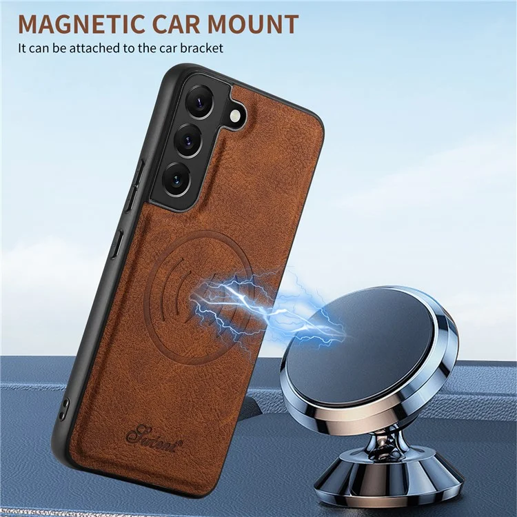 SUTENI H16 Für Samsung Galaxy S22 5G Magnetische abnehmbare Handyhüllen PU+TPU stoßfeste Abdeckung - Khaki
