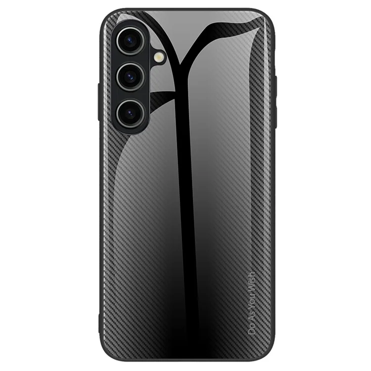 For Samsung Galaxy A25 5G (Global) (161.0 x 76.5 x 8.3mm) Tempered Glass Phone Case Carbon Fiber Texture Cover - Black