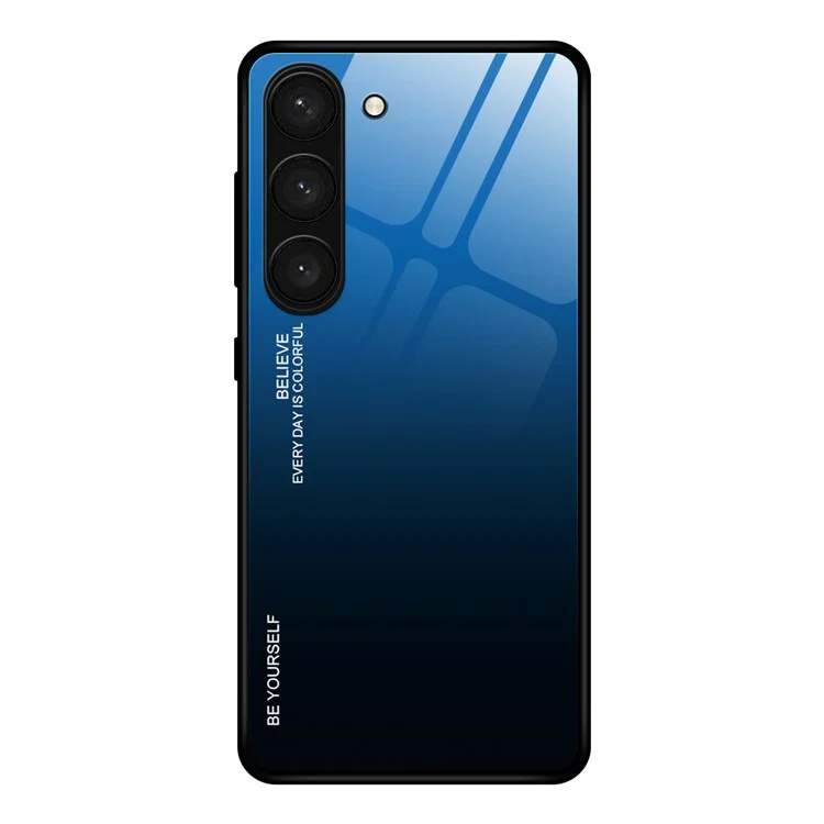 Per Samsung Galaxy S24+ Custodia slim Gradient Color Tempered Glass PC TPU Phone Case - Blu / Nero