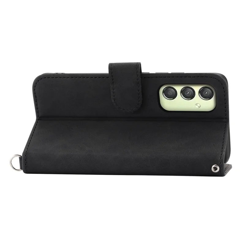 For Samsung Galaxy A25 5G (Global) (161.0 x 76.5 x 8.3mm) Case Flower Imprinted Phone Leather Cover with Straps - Black