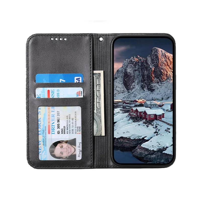 Til Samsung Galaxy A25 5G (Global) (161,0 x 76,5 x 8,3 mm) Taske i Kalvlæder med Rombepræget Mønster - Sort