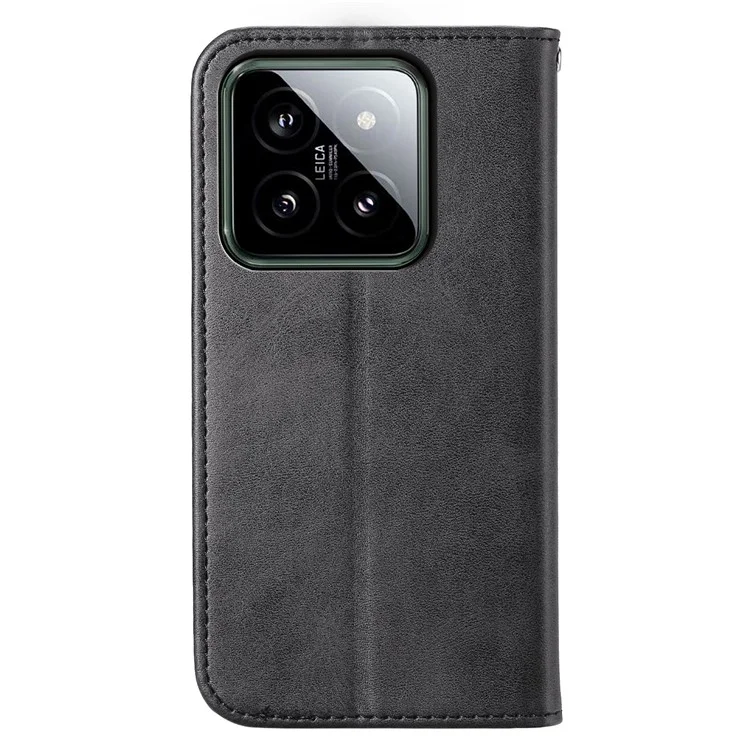 For Xiaomi 14 Phone Case Scratch-proof PU Leather Imprinted Wallet Cover - Black