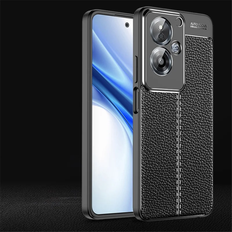 For Oppo A79 5G / A2 5G Case Shock Absorbing Litchi Texture TPU Phone Cover - Black