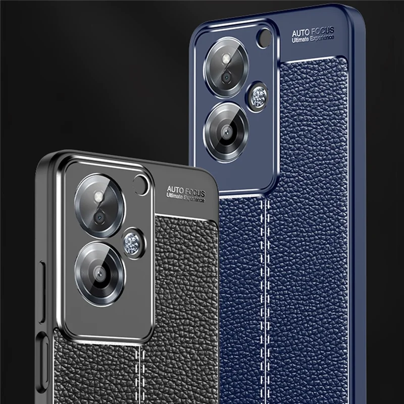 For Oppo A79 5G / A2 5G Case Shock Absorbing Litchi Texture TPU Phone Cover - Black