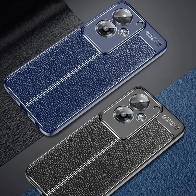 For Oppo A79 5G / A2 5G Case Shock Absorbing Litchi Texture TPU Phone Cover - Black