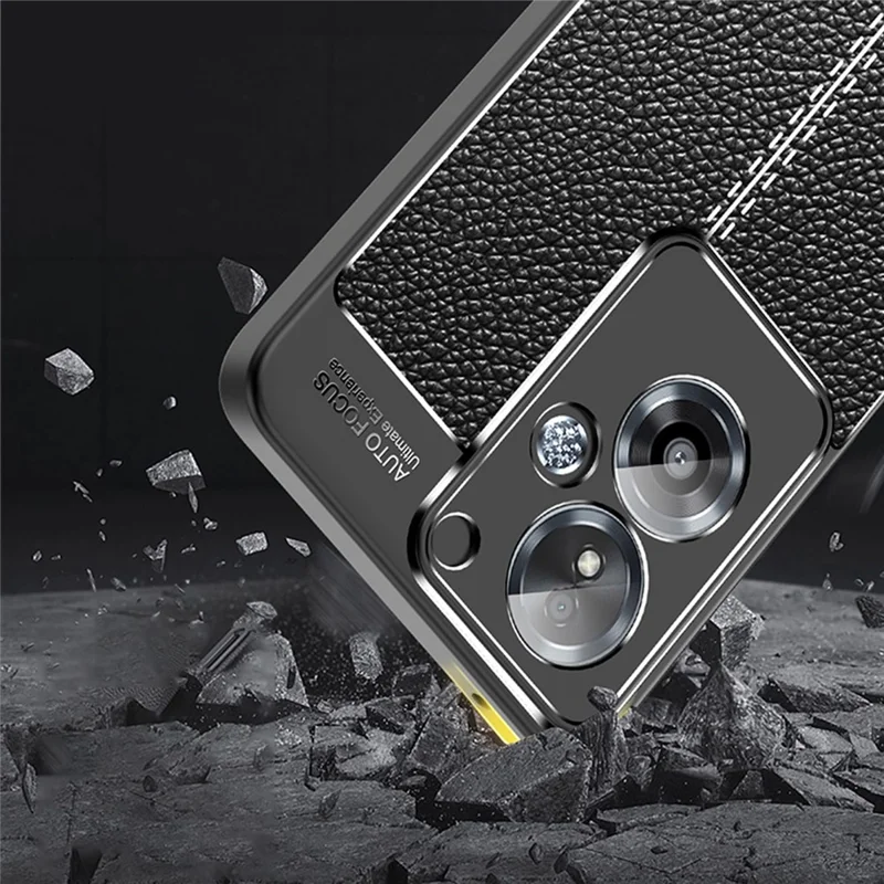 For Oppo A79 5G / A2 5G Case Shock Absorbing Litchi Texture TPU Phone Cover - Black