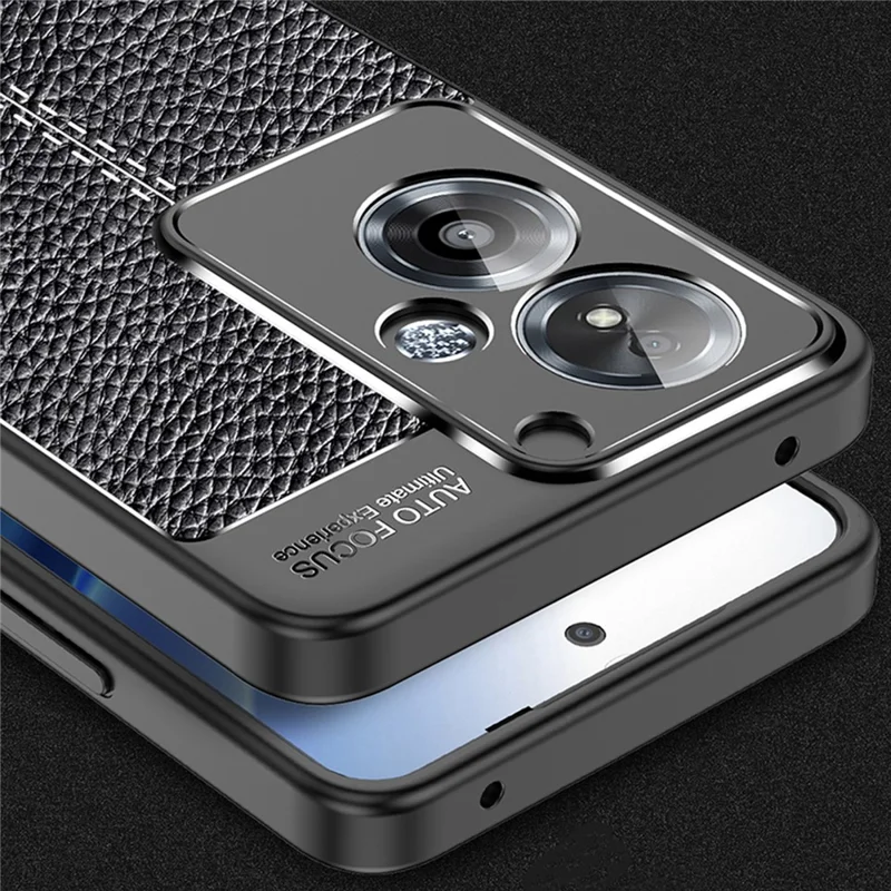 For Oppo A79 5G / A2 5G Case Shock Absorbing Litchi Texture TPU Phone Cover - Black
