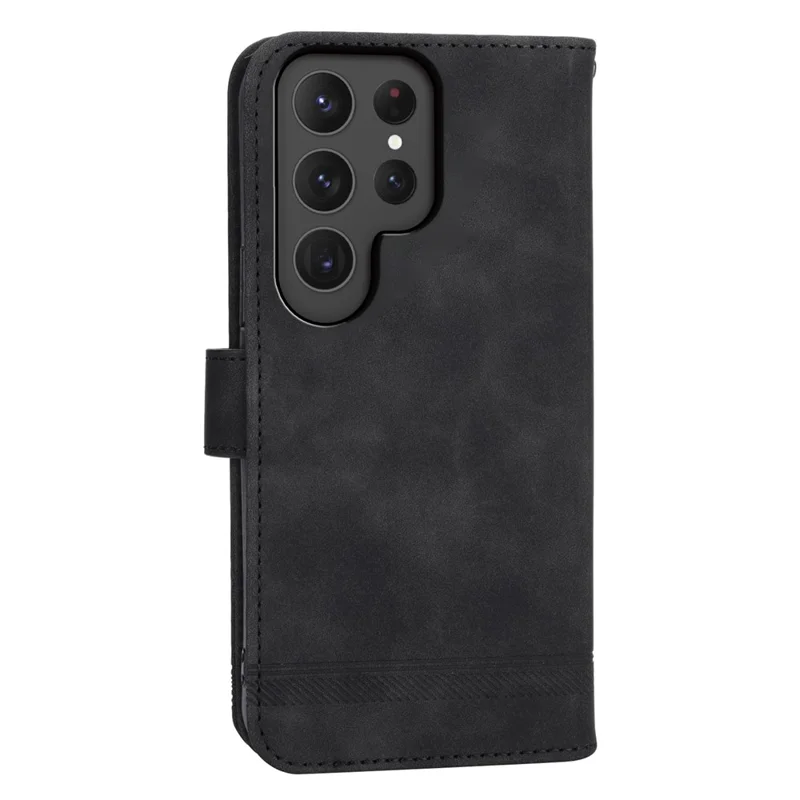DIERFENG DF-03 Per Samsung Galaxy S24 Ultra Custodia Imprinted Stand Pelle PU Protettiva Telefono - Nero