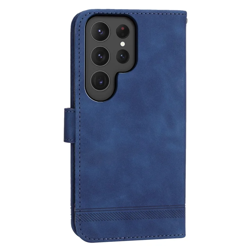 DIERFENG DF-03 Etui na Samsung Galaxy S24 Ultra z nadrukiem, podstawką, ze sztucznej skóry PU Ochrona telefonu - Niebieski