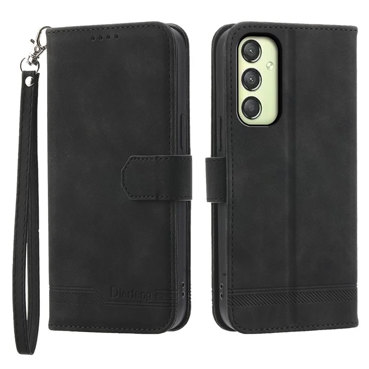 DIERFENG DF-03 For Samsung Galaxy A25 5G (Global) (161.0 x 76.5 x 8.3mm) Case Imprinted Magnetic Phone Stand Cover - Black