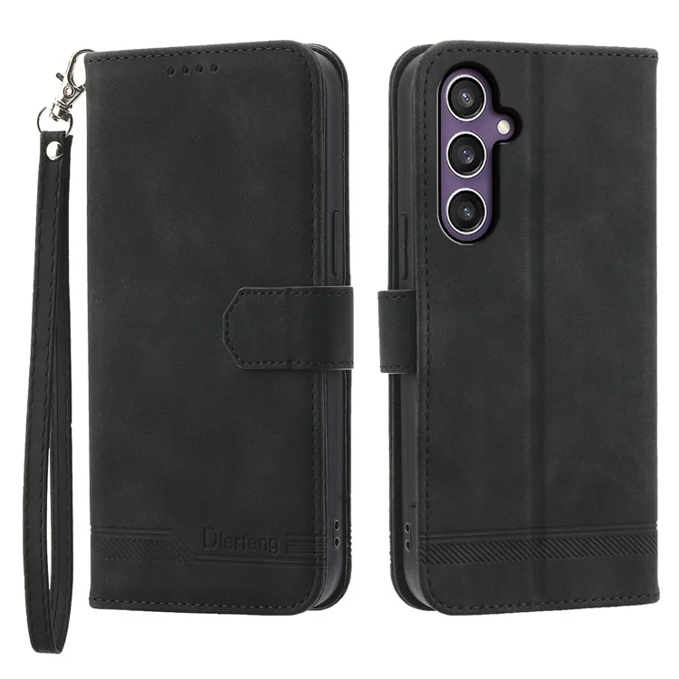 DIERFENG DF-03 Pour Samsung Galaxy S24 Étui avec support, housse de téléphone imprimée avec dragonne - Noir