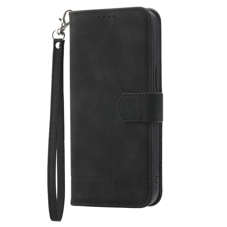 DIERFENG DF-03 Pour Samsung Galaxy S24 Étui avec support, housse de téléphone imprimée avec dragonne - Noir