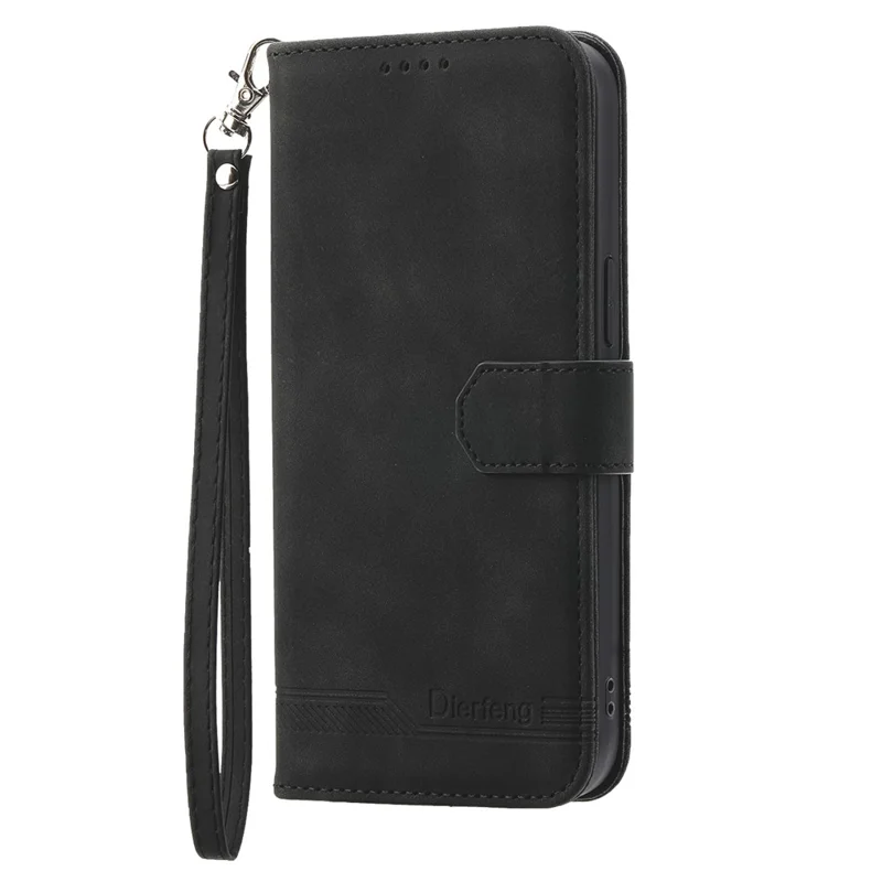 DIERFENG DF-03 لجهاز Xiaomi 14 Pro غطاء هاتف من جلد PU مقاوم للخدوش مع حامل - أسود