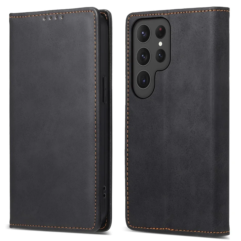 DF-05 For Samsung Galaxy S24 Ultra Case RFID Blocking PU Leather Phone Cover Wallet - Black