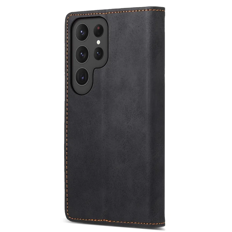 DF-05 For Samsung Galaxy S24 Ultra Case RFID Blocking PU Leather Phone Cover Wallet - Black