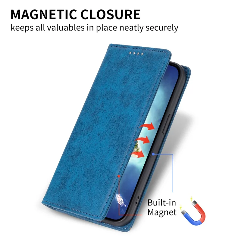 حالة هاتف DF-05 لجهاز Xiaomi 14 Pro، غطاء محفظة بطبقة جلد PU بنمط كلاسيكي مع حماية من مسح RFID، غطاء واقي من الجلد الصناعي - أزرق