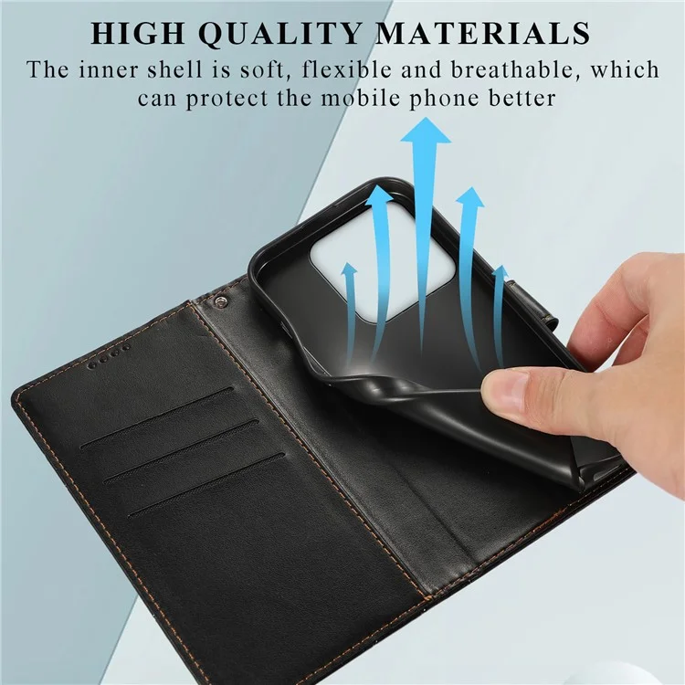 DF-06 For Xiaomi 14 Imprinted PU Leather Cover Cell Phone Cases with Strap - Black