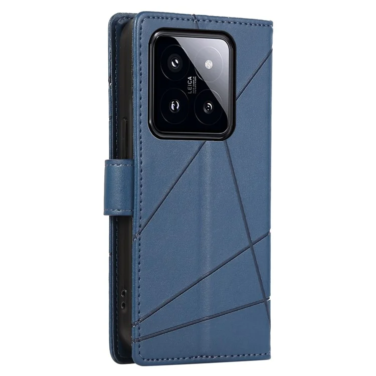 DF-06 Für Xiaomi 14 Pro Hülle Geprägte Linien PU-Ledertasche - Blau