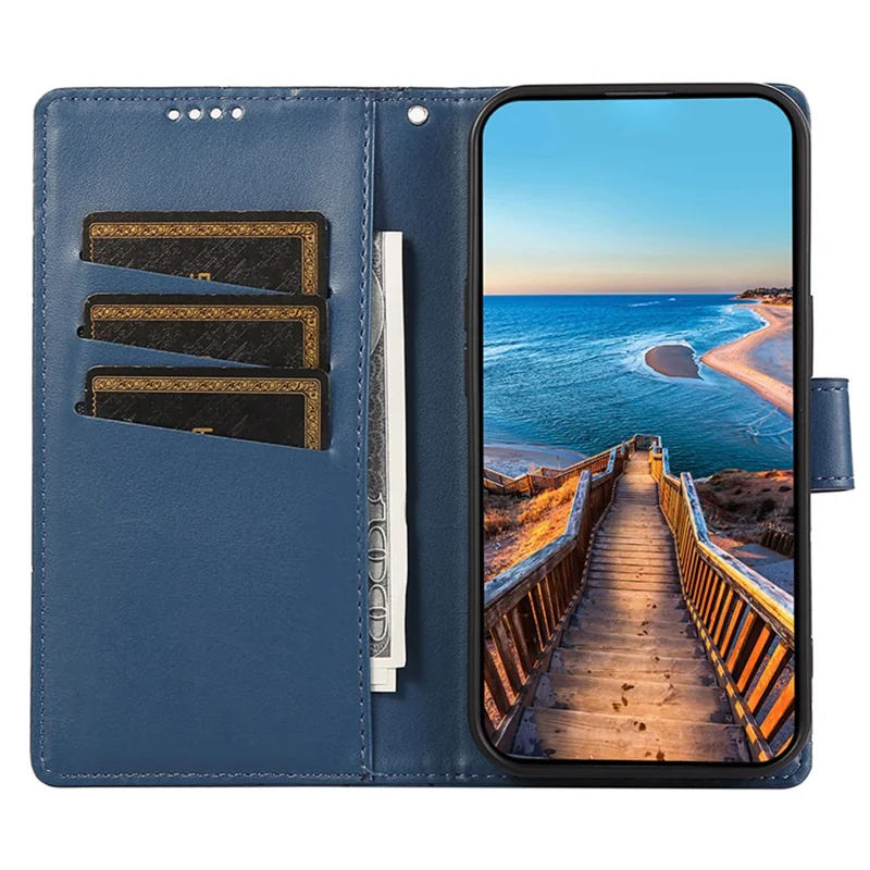 DF-06 Für Xiaomi 14 Pro Hülle Geprägte Linien PU-Ledertasche - Blau