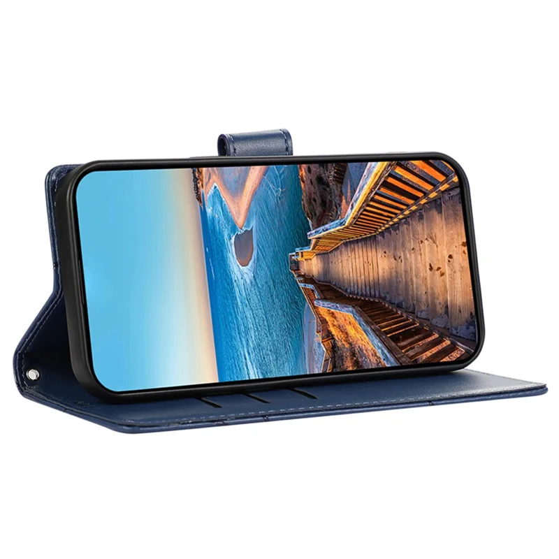 DF-06 Für Xiaomi 14 Pro Hülle Geprägte Linien PU-Ledertasche - Blau