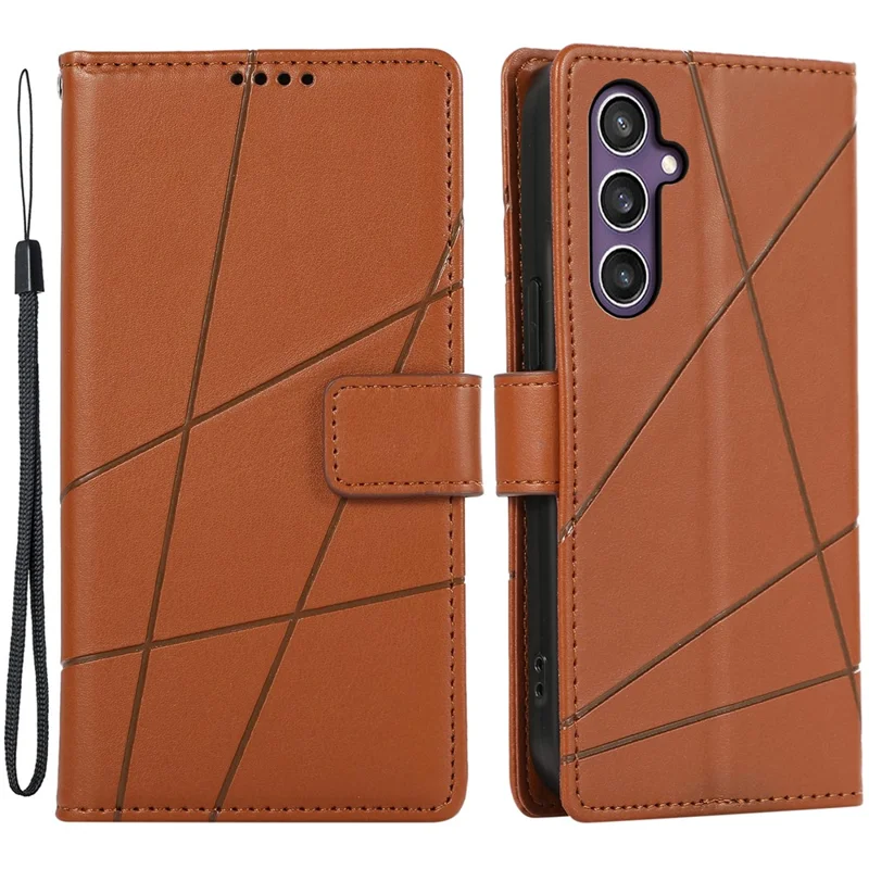 Casos de telefone celular DF-06 para Samsung Galaxy S24+ Impressos Folio Flip Capa de couro sintético - Marrom