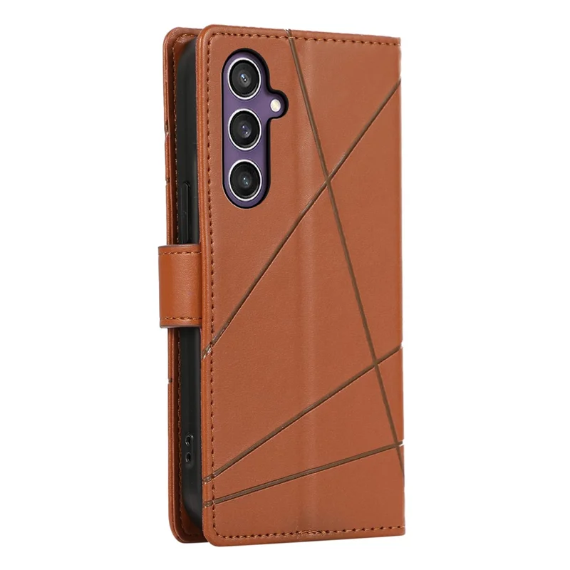 Casos de telefone celular DF-06 para Samsung Galaxy S24+ Impressos Folio Flip Capa de couro sintético - Marrom