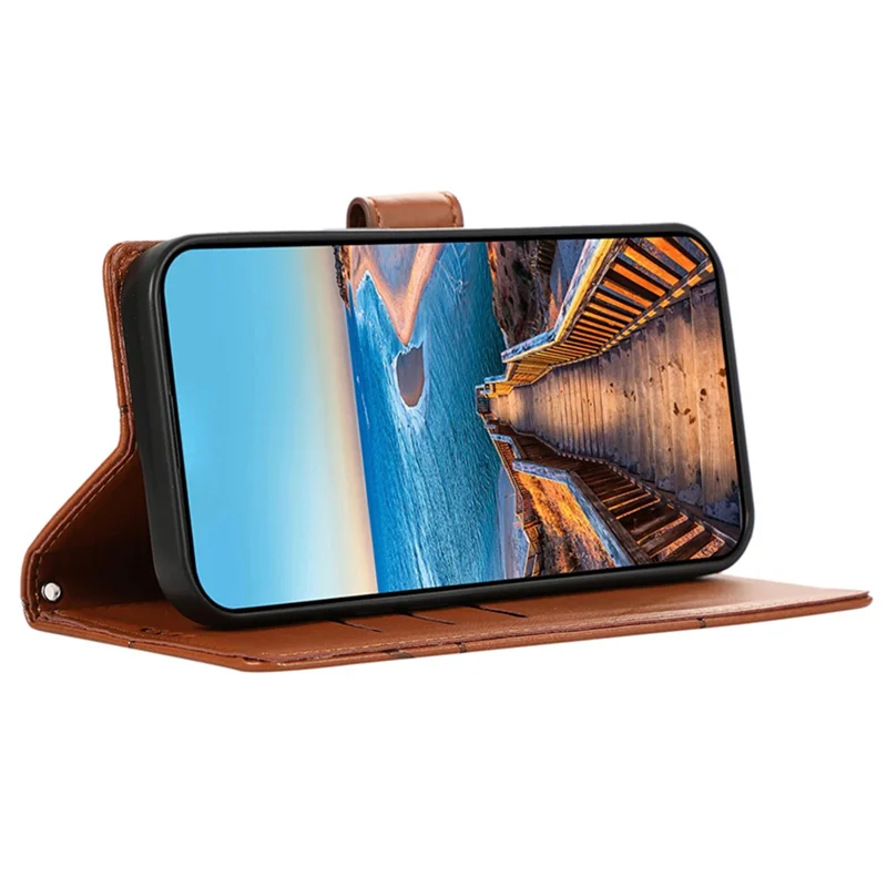 Casos de telefone celular DF-06 para Samsung Galaxy S24+ Impressos Folio Flip Capa de couro sintético - Marrom