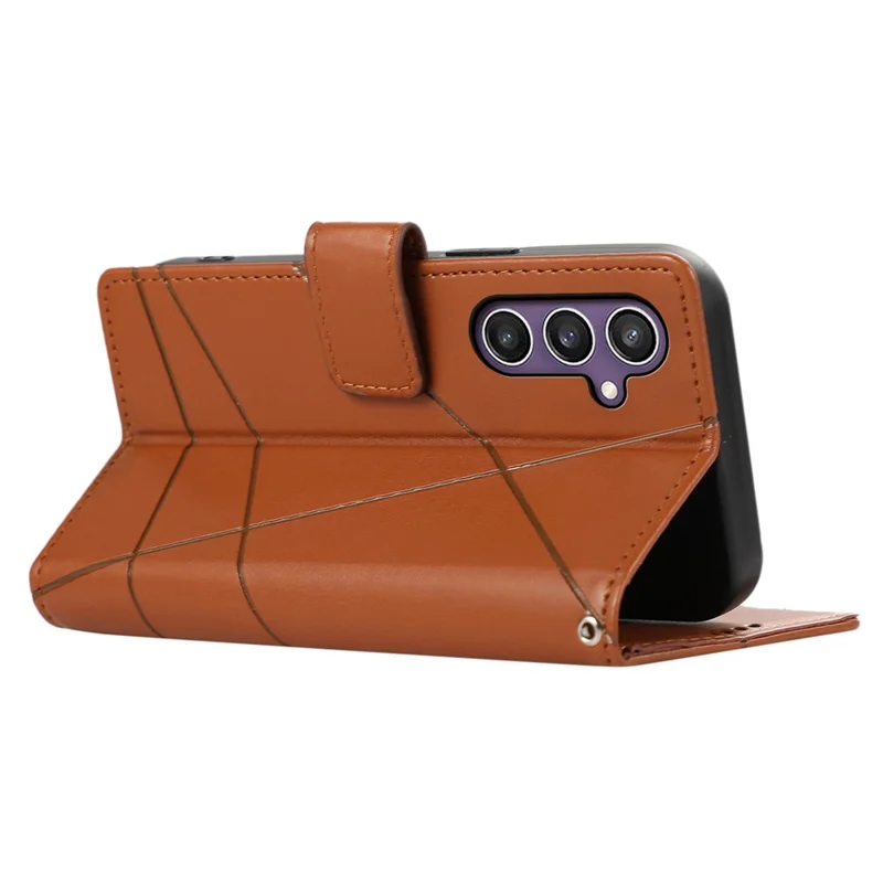 Casos de telefone celular DF-06 para Samsung Galaxy S24+ Impressos Folio Flip Capa de couro sintético - Marrom