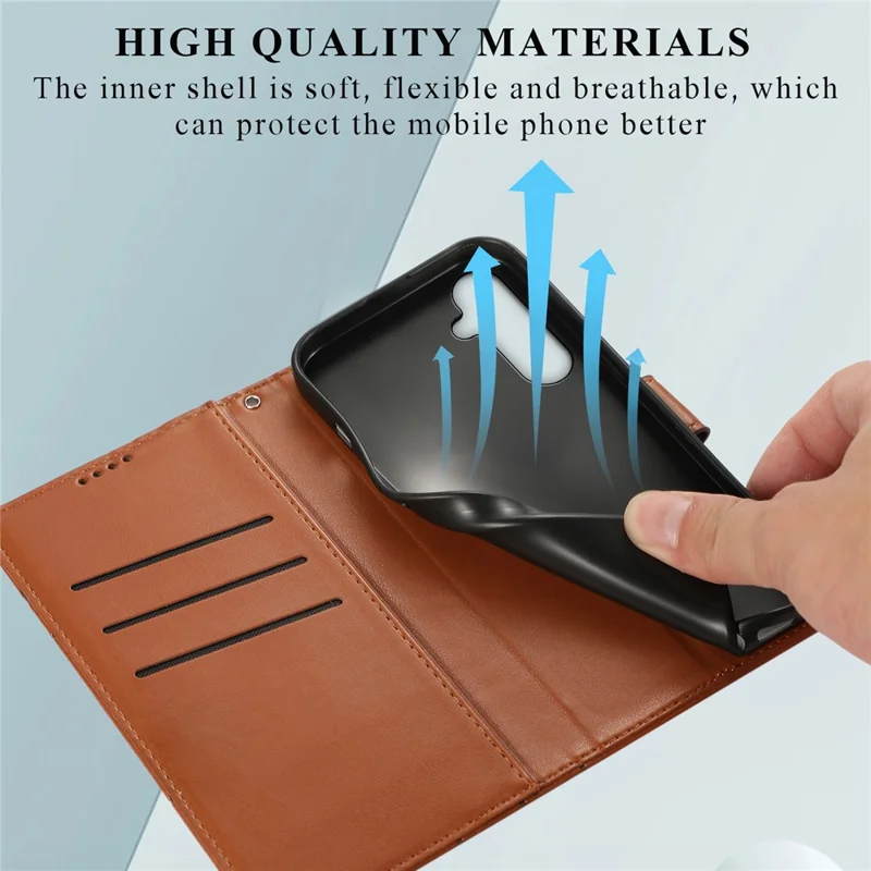 Casos de telefone celular DF-06 para Samsung Galaxy S24+ Impressos Folio Flip Capa de couro sintético - Marrom