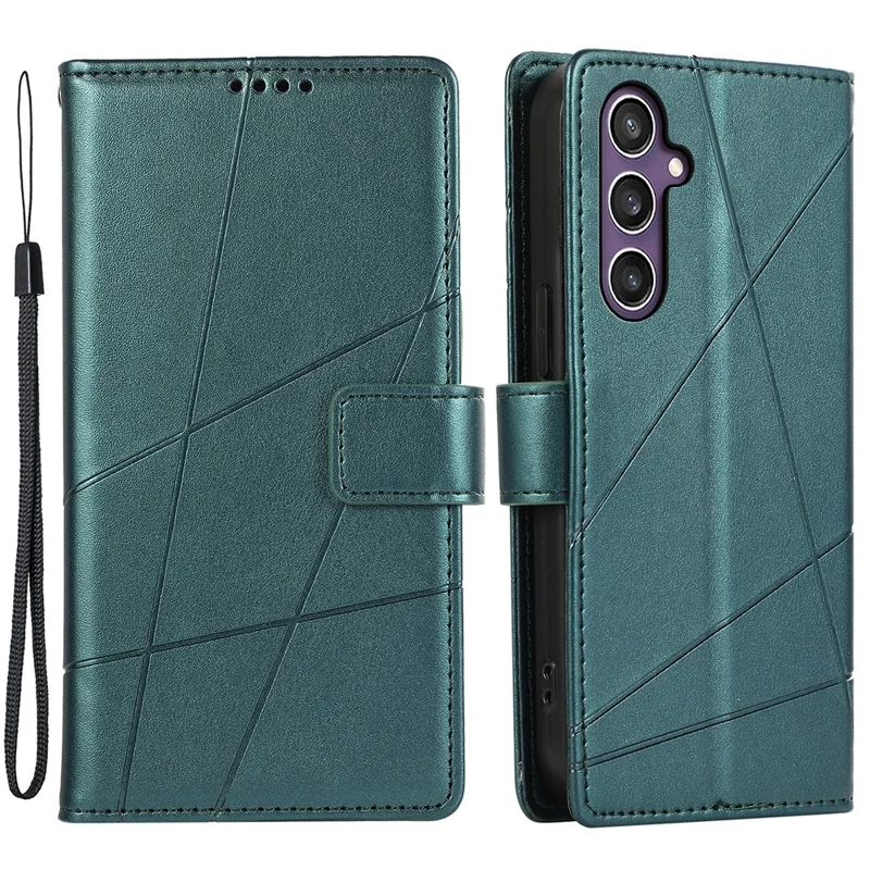 DF-06 For Samsung Galaxy S24+ Cell Phone Cases Imprinted Folio Flip PU Leather Cover - Green