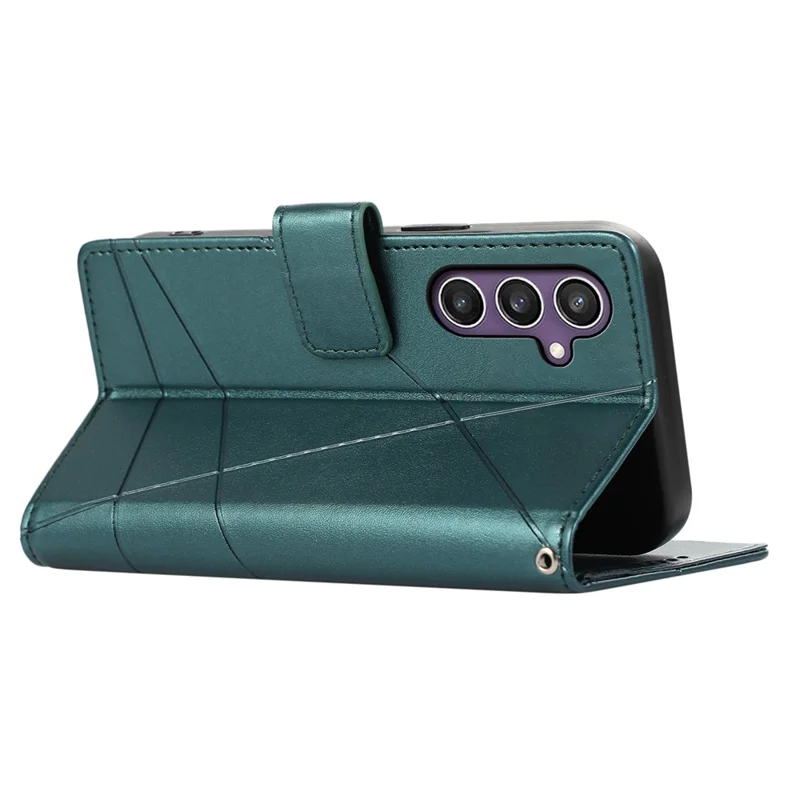 DF-06 For Samsung Galaxy S24+ Cell Phone Cases Imprinted Folio Flip PU Leather Cover - Green
