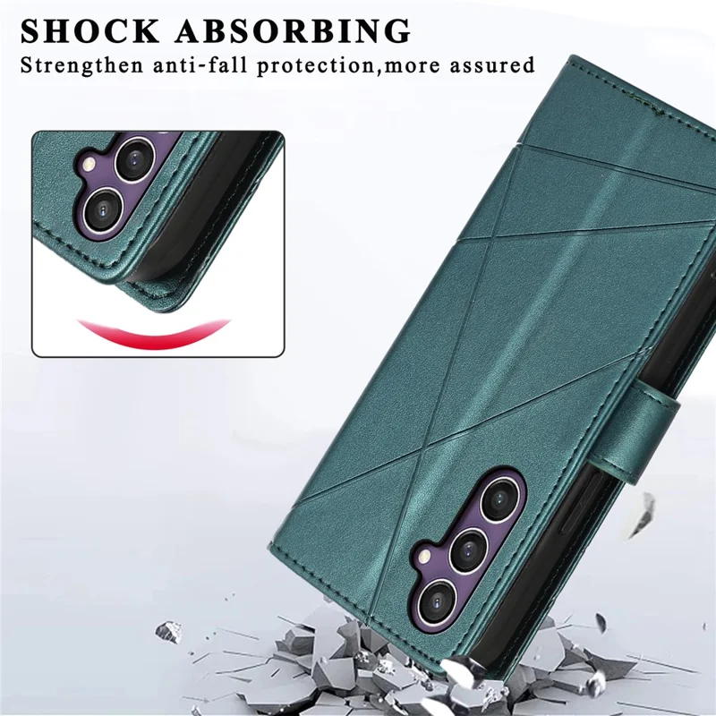 DF-06 For Samsung Galaxy S24+ Cell Phone Cases Imprinted Folio Flip PU Leather Cover - Green