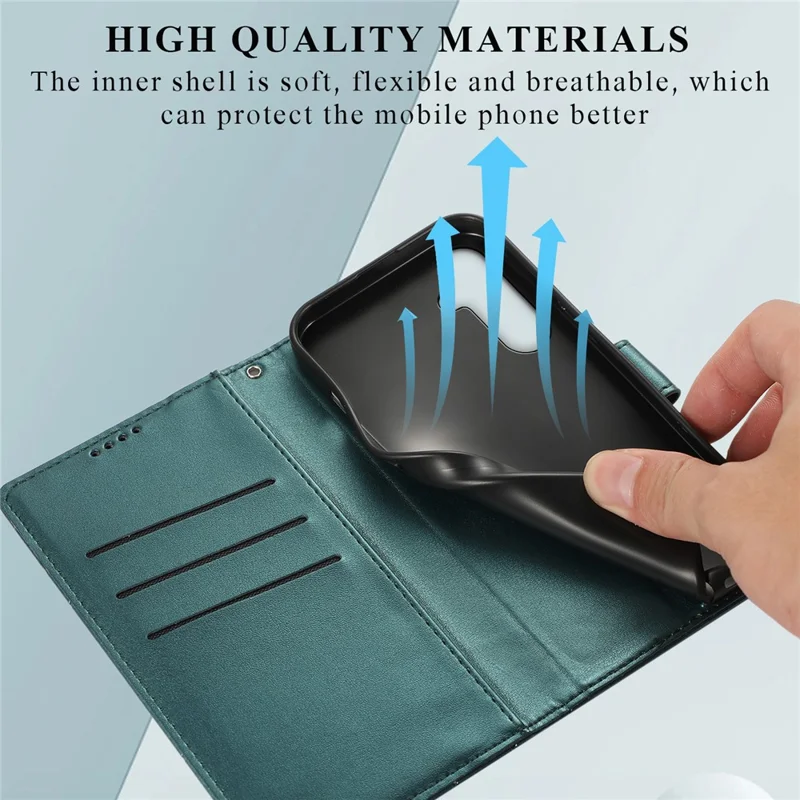 DF-06 For Samsung Galaxy S24+ Cell Phone Cases Imprinted Folio Flip PU Leather Cover - Green