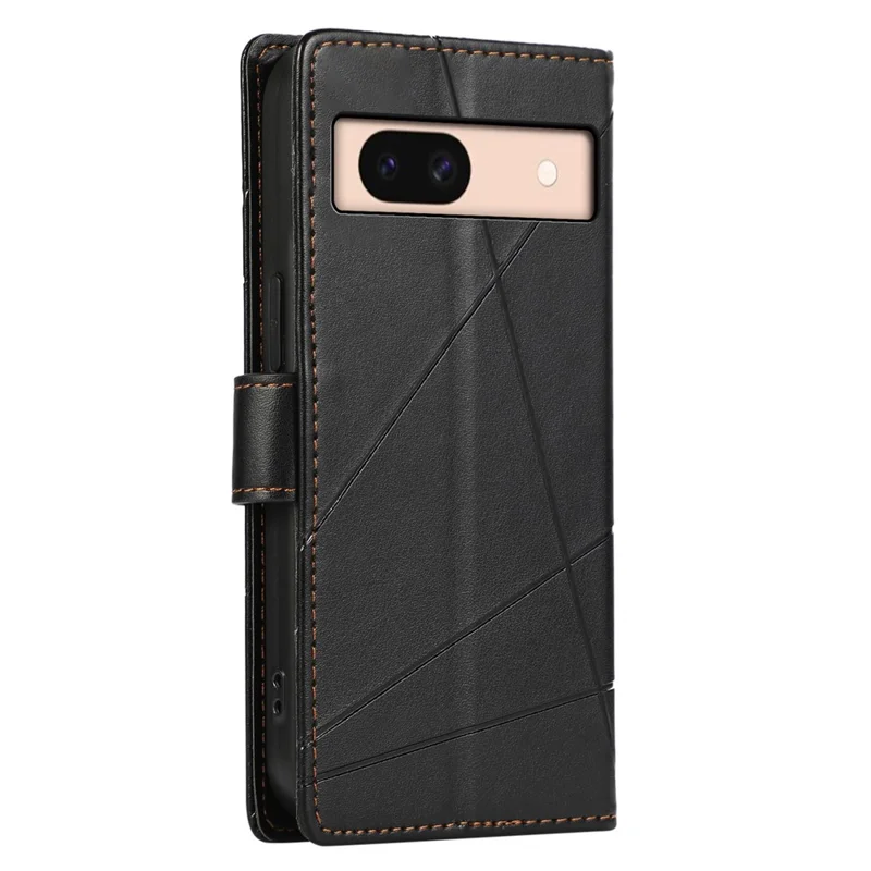 DF-06 Para Google Pixel 8a Anti-drop Imprinted PU Leather Cover Cell Phone Cases with Strap - Black