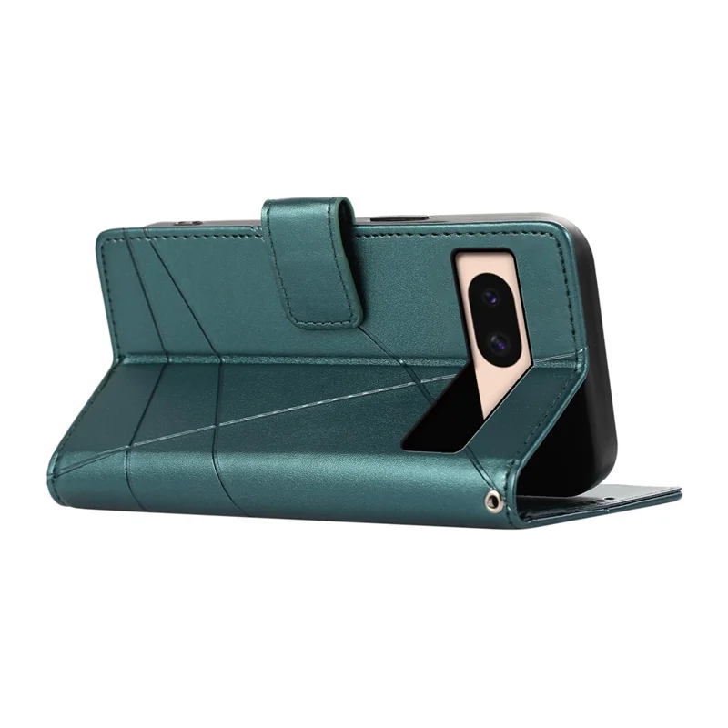 DF-06 For Google Pixel 8a Anti-drop Imprinted PU Leather Cover Cell Phone Cases with Strap - Green